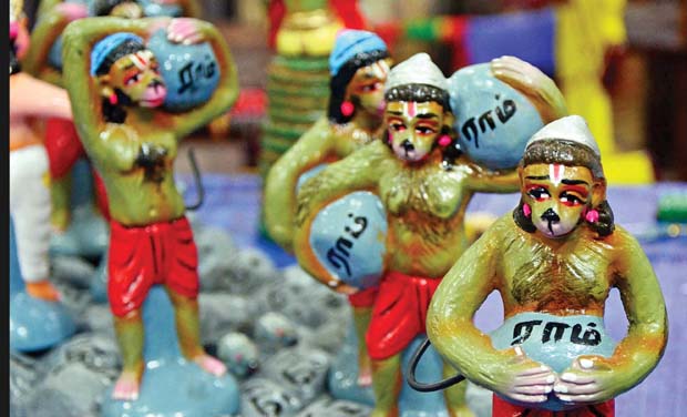 Kolu dolls depicting scenes from the Ramayana are on sale at Poompuhar in Coimbatore. (Photo: DC) Kolu dolls depicting scenes from the Ramayana are on sale at Poompuhar in Coimbatore. (Photo: DC)
