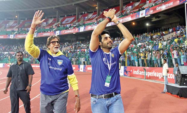 Amitabh and Abhishek Bachchan Photo: Sportzpics Amitabh and Abhishek Bachchan Photo: Sportzpics