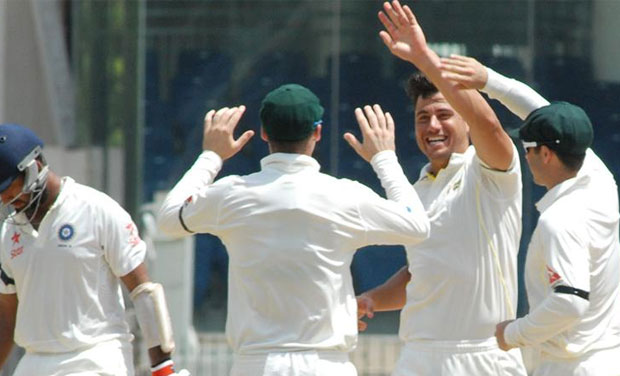 Australia were 43 for no loss in reply, trailing by 92 runs. (Photo: BCCI) Australia were 43 for no loss in reply, trailing by 92 runs. (Photo: BCCI)