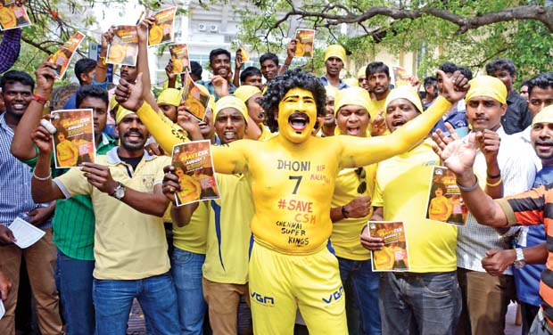 Chennai Super Kings fans take part in a signature campaign outside Chepauk Stadium on Saturday. (Photo: DC) Chennai Super Kings fans take part in a signature campaign outside Chepauk Stadium on Saturday. (Photo: DC)