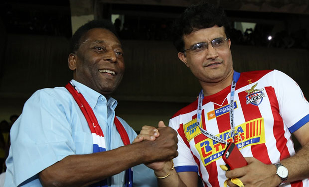 Brazilian legend Pele however did not sit through the entire match and left just before the break with ATK leading 1-0. (Photo: ISL) Brazilian legend Pele however did not sit through the entire match and left just before the break with ATK leading 1-0. (Photo: ISL)