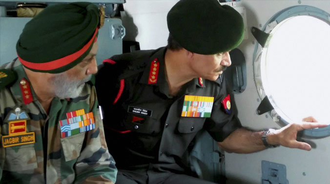 COAS, Gen Dalbir Singh carrying out aerial survey to review theflood situation and oversee rescue efforts of the Army in flood-hit Chennai (Photo: PTI) COAS, Gen Dalbir Singh carrying out aerial survey to review theflood situation and oversee rescue efforts of the Army in flood-hit Chennai (Photo: PTI)