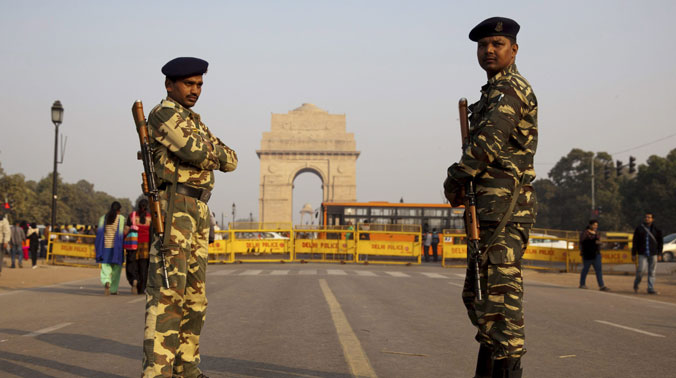 Security men guard near the India Gate, New Delhi, as part of enhanced security measures following the attack on an air force base Pathankot. (Photo: PTI) Security men guard near the India Gate, New Delhi, as part of enhanced security measures following the attack on an air force base Pathankot. (Photo: PTI)