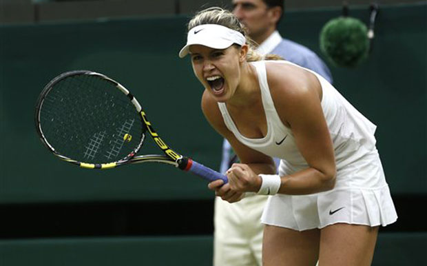 Eugenie Bouchard of Canada celebrates defeating Alize Cornet of France in their women's singles match. (Photo: AP) Eugenie Bouchard of Canada celebrates defeating Alize Cornet of France in their women's singles match. (Photo: AP)