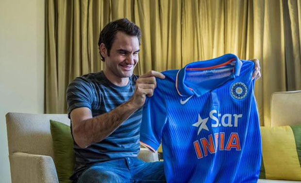 Tennis ace Roger Federer with Team India jersey on Sunday. (Photo: Facebook) Tennis ace Roger Federer with Team India jersey on Sunday. (Photo: Facebook)