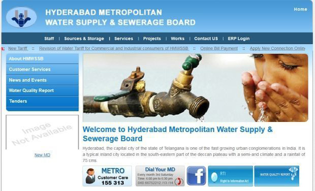 Hyderabad Metropolitan Water Supply and Sewerage Board Website (Representational Picture) Hyderabad Metropolitan Water Supply and Sewerage Board Website (Representational Picture)