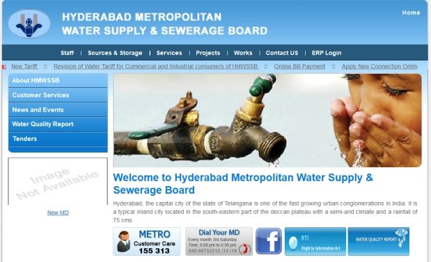 Hyderabad Metropolitan Water Supply Board Website (Representational Picture) Hyderabad Metropolitan Water Supply Board Website (Representational Picture)