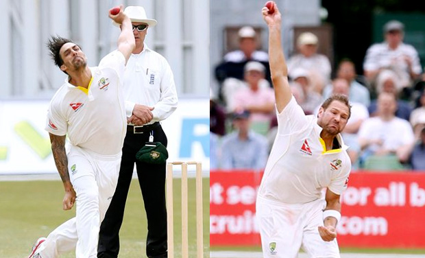 Mitchell Johnson and Ryan Harris shared three wickets between themselves as Australia defeated Kent. (Photo: AP) Mitchell Johnson and Ryan Harris shared three wickets between themselves as Australia defeated Kent. (Photo: AP)
