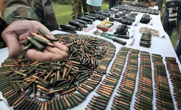 One AK-47 rifle, 11 magazines, 51 rounds, seven rocket launchers, two barrels, four RPGs, 12 Chinese grenades, one local-made gun, one sniper magazine, one wireless set and one barrel gun were recovered from the hideout. PTI One AK-47 rifle, 11 magazines, 51 rounds, seven rocket launchers, two barrels, four RPGs, 12 Chinese grenades, one local-made gun, one sniper magazine, one wireless set and one barrel gun were recovered from the hideout. PTI