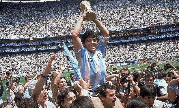 Pradip Jain also possesses a stamp of Maradona lifting the World Cup trophy following Argentina's triumph. Photo: AP/ File Pradip Jain also possesses a stamp of Maradona lifting the World Cup trophy following Argentina's triumph. Photo: AP/ File