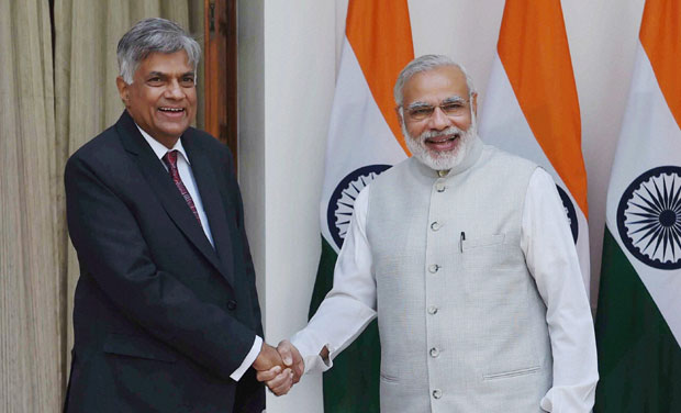 Prime Minister Narendra Modi and his Sri Lankan counterpart Ranil Wickremesinghe. (Photo: PTI) Prime Minister Narendra Modi and his Sri Lankan counterpart Ranil Wickremesinghe. (Photo: PTI)