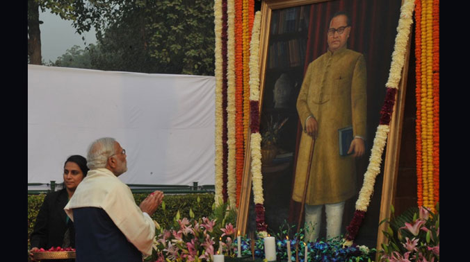 Prime Minister Narendra Modi paying tribute to B R Ambedkar (Photo: Twitter) Prime Minister Narendra Modi paying tribute to B R Ambedkar (Photo: Twitter)