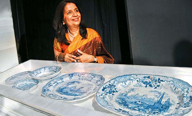Former Ambassador Nirupama Rao with her transferware collection (Photo: DC) Former Ambassador Nirupama Rao with her transferware collection (Photo: DC)
