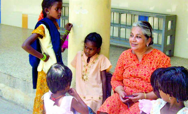 Elaine Ghosh with some of the children at Parinaam. Elaine Ghosh with some of the children at Parinaam.
