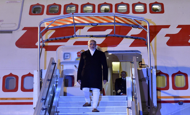 Prime Minister Narendra Modi upon his arrival at Charles de Gaulle Airport in Paris (Photo: PTI) Prime Minister Narendra Modi upon his arrival at Charles de Gaulle Airport in Paris (Photo: PTI)