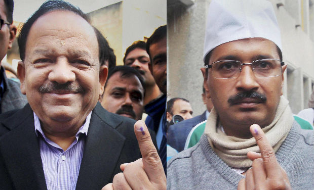 Harsh Vardhan and Arvind Kejirwal. -PTI Harsh Vardhan and Arvind Kejirwal. -PTI