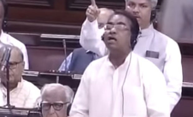 Waving placards in Rajya Sabha that read 'Implement Special Status' to AP, J D Seelam raised the issue. (Photo: Screengrab) Waving placards in Rajya Sabha that read 'Implement Special Status' to AP, J D Seelam raised the issue. (Photo: Screengrab)