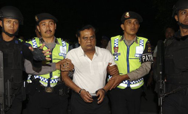Rajan was arrested on the basis of an Interpol Red Corner notice at Bali airport on October 25 after he reached Bali from Australia. (Photo: AP) Rajan was arrested on the basis of an Interpol Red Corner notice at Bali airport on October 25 after he reached Bali from Australia. (Photo: AP)