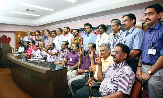 Scientists behind Mars Orbiter Mission including Director of the Liquid Propulsion Systems Centre (LPSC) at Bengaluru B.K. Venkitaramu, Director of the Liquid Propulsion Systems Centre (LPSC) at Valiamala K. Sivan, LPSC associate director N.R. Scientists behind Mars Orbiter Mission including Director of the Liquid Propulsion Systems Centre (LPSC) at Bengaluru B.K. Venkitaramu, Director of the Liquid Propulsion Systems Centre (LPSC) at Valiamala K. Sivan, LPSC associate director N.R.