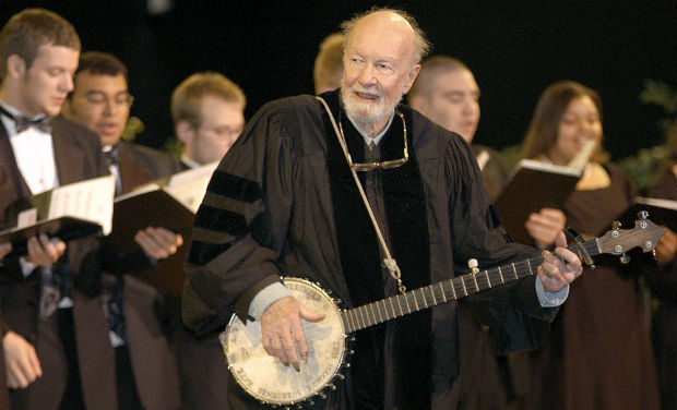 Pete Seeger performing 'When the Saints Go Marching In' - AP/File photo Pete Seeger performing 'When the Saints Go Marching In' - AP/File photo