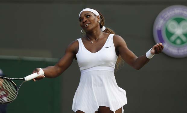 Serena Williams of U.S. gestures during the women's singles match against Alize Cornet of France at the All England Lawn Tennis Championships in Wimbledon, London (Photo: AP) Serena Williams of U.S. gestures during the women's singles match against Alize Cornet of France at the All England Lawn Tennis Championships in Wimbledon, London (Photo: AP)