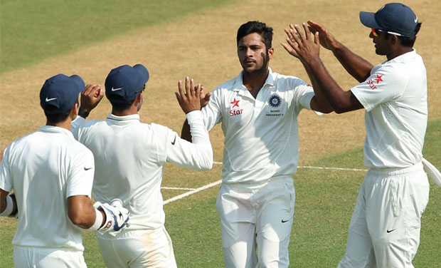 The visitors, replying to Board XI's modest first innings tally of 296 and commencing the day at the overnight 46 for 2, were reeling at 57 for 5 following a double strike by Thakur before recovering through two partnerships -- both involving de The visitors, replying to Board XI's modest first innings tally of 296 and commencing the day at the overnight 46 for 2, were reeling at 57 for 5 following a double strike by Thakur before recovering through two partnerships -- both involving de