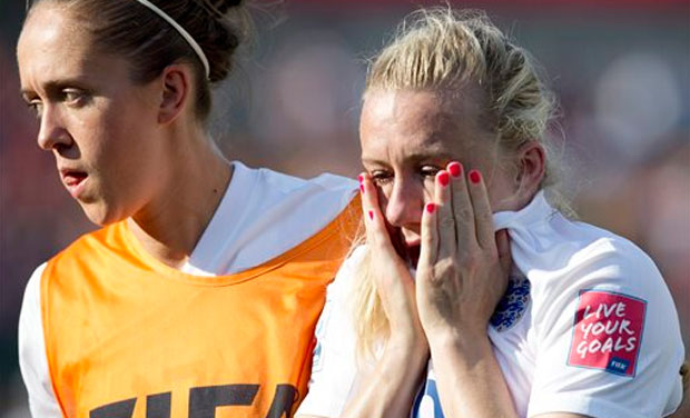 An injury time own goal from England defender Laura Bassett (right) put Japan into the World Cup final with a 2-1 victory on Wednesday, setting up a title rematch with the United States. (Photo: AP) An injury time own goal from England defender Laura Bassett (right) put Japan into the World Cup final with a 2-1 victory on Wednesday, setting up a title rematch with the United States. (Photo: AP)