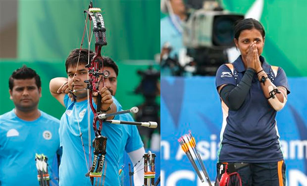 While Abhishek Verma clinched silver in the compound men's individual event, Trisha Deb won bronze in the women's category. Photo: AP/ DC While Abhishek Verma clinched silver in the compound men's individual event, Trisha Deb won bronze in the women's category. Photo: AP/ DC
