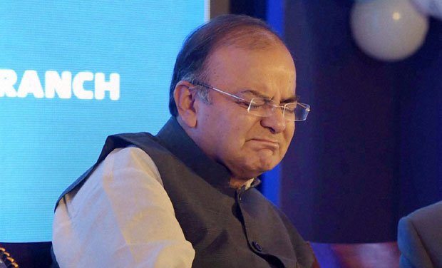 Finance Minister Arun Jaitley addresses the 108th Foundation Day celebration of Indian Bank in New Delhi. Photo: PTI Finance Minister Arun Jaitley addresses the 108th Foundation Day celebration of Indian Bank in New Delhi. Photo: PTI