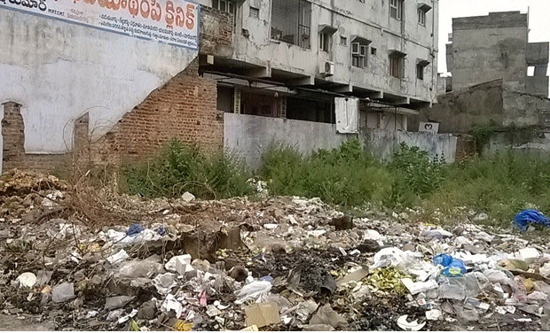 Biomedical wastes disposed at Vijaya Talkies lane in Hanamkonda. Biomedical wastes disposed at Vijaya Talkies lane in Hanamkonda.