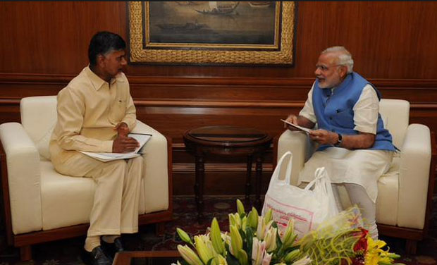 Andhra Pradesh Chief Minister Chandrababu Naidu with Prime Minister Narendra Modi (Photo: Twitter) Andhra Pradesh Chief Minister Chandrababu Naidu with Prime Minister Narendra Modi (Photo: Twitter)