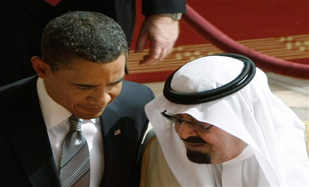 King Abdullah of Saudi Arabia, right, speaks with U.S. President Barack Obama, during arrival ceremonies at the Royal Terminal of King Khalid International Airport in Riyadh (Photo: AP File Picture) King Abdullah of Saudi Arabia, right, speaks with U.S. President Barack Obama, during arrival ceremonies at the Royal Terminal of King Khalid International Airport in Riyadh (Photo: AP File Picture)