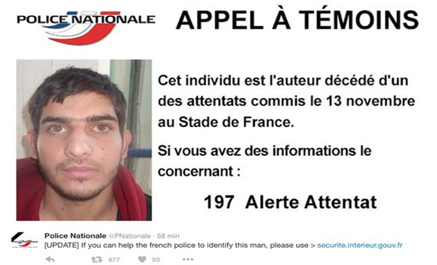 The notice, released on the national police Twitter account, reads in French: The notice, released on the national police Twitter account, reads in French: