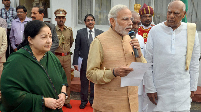 Prime Minister Narendra Modi with Tamil Nadu Chief Minister Jayalalithaa (Photo: PTI/File) Prime Minister Narendra Modi with Tamil Nadu Chief Minister Jayalalithaa (Photo: PTI/File)