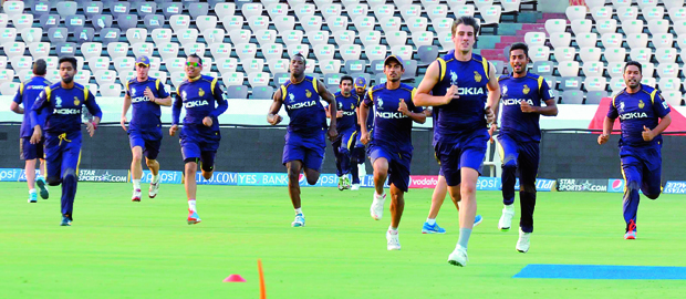 Kolkata Knight Riders go through the grind ahead of their match against Sunrisers Hyderabad (Photo: P Surendra) Kolkata Knight Riders go through the grind ahead of their match against Sunrisers Hyderabad (Photo: P Surendra)
