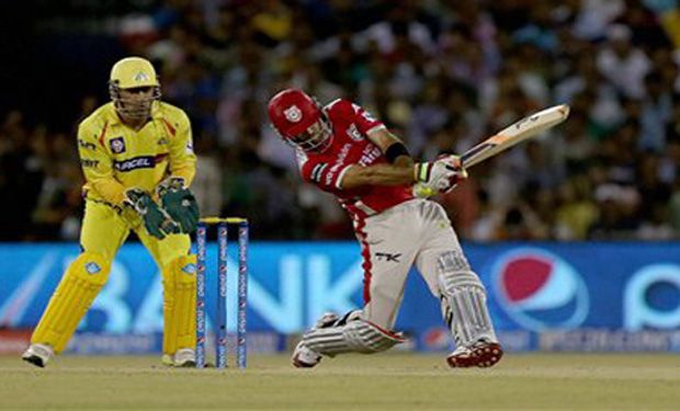 Kings XI Punjab's batsman Glen Maxwell hits a six against Chennai Super Kings during the IPL 7 match at the Barabati Stadium in Cuttack (Photo : PTI) Kings XI Punjab's batsman Glen Maxwell hits a six against Chennai Super Kings during the IPL 7 match at the Barabati Stadium in Cuttack (Photo : PTI)