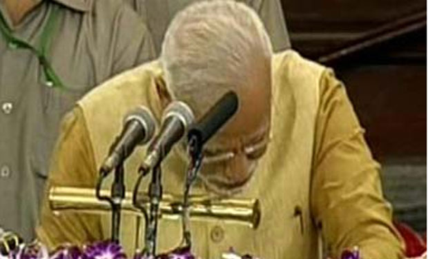 India's next Prime Minister Narendra Modi cries while addressing MPs. (Photo: Twitter) India's next Prime Minister Narendra Modi cries while addressing MPs. (Photo: Twitter)