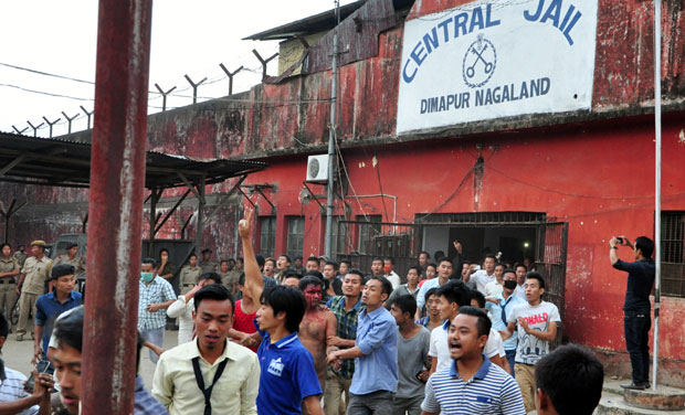 Mob pulls a man, accused of rape, out of the Central Jail where he was held in Dimapur, Nagaland (Photo: AP) Mob pulls a man, accused of rape, out of the Central Jail where he was held in Dimapur, Nagaland (Photo: AP)
