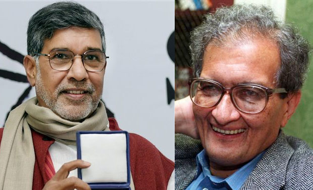 Kailash Satyarthi (left) and Amartya Sen (Photo: AP) Kailash Satyarthi (left) and Amartya Sen (Photo: AP)