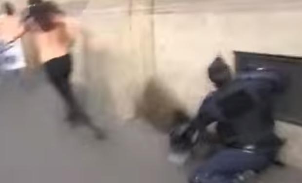 The French police's attempts to stop the protest looked futile. (Photo: Screengrab) The French police's attempts to stop the protest looked futile. (Photo: Screengrab)