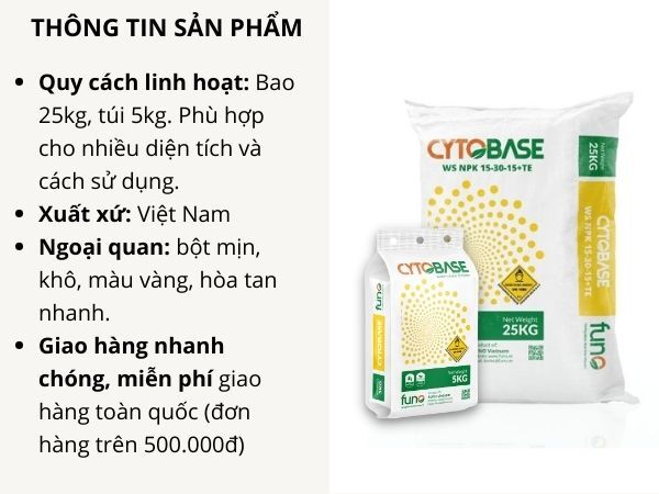 CYTOBASE NPK 15-30-15+MgO+TE  - ảnh 2