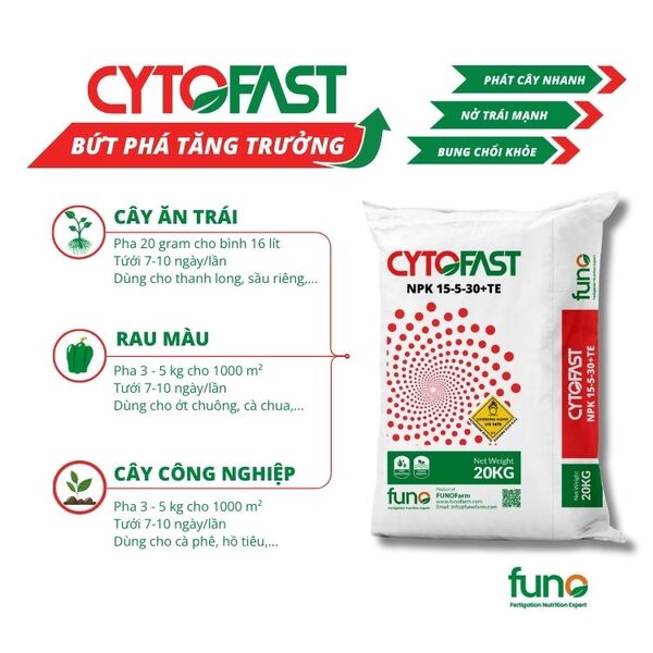 Phân bón CYTOFAST NPK 15-5-30+TE - ảnh 2