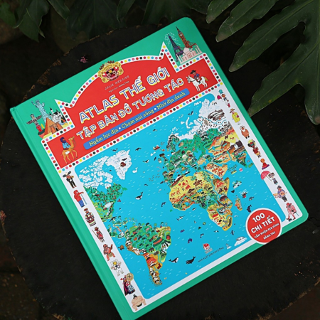 Sách - Atlas thế giới - Tập bản đồ tương tác - Ngắm lục địa, chạm núi sông, nhớ địa danh - Bìa cứng