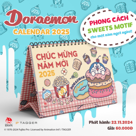 Lịch để bàn Doraemon 2025 - Tặng kèm 1 bảng Sticker