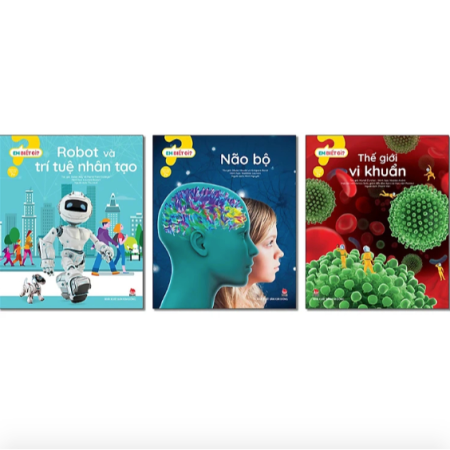 Sách - Em biết gì? - Robot và trí tuệ nhân tạo, Não bộ, Thế giới vi khuẩn - Bộ 3 cuốn