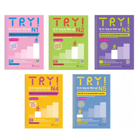 Sách - TRY! Kỳ thi năng lực Nhật ngữ. Phát triển các kỹ năng tiếng Nhật từ ngữ pháp - N1, N2, N3, N4, N5