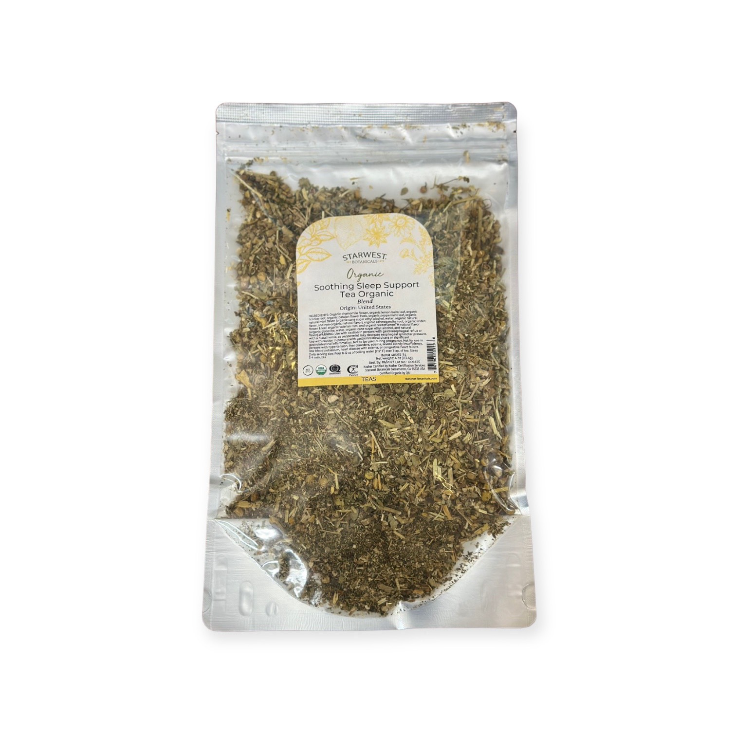 Trà hỗ trợ giấc ngủ hữu cơ Starwest Botanical 113g - Túi