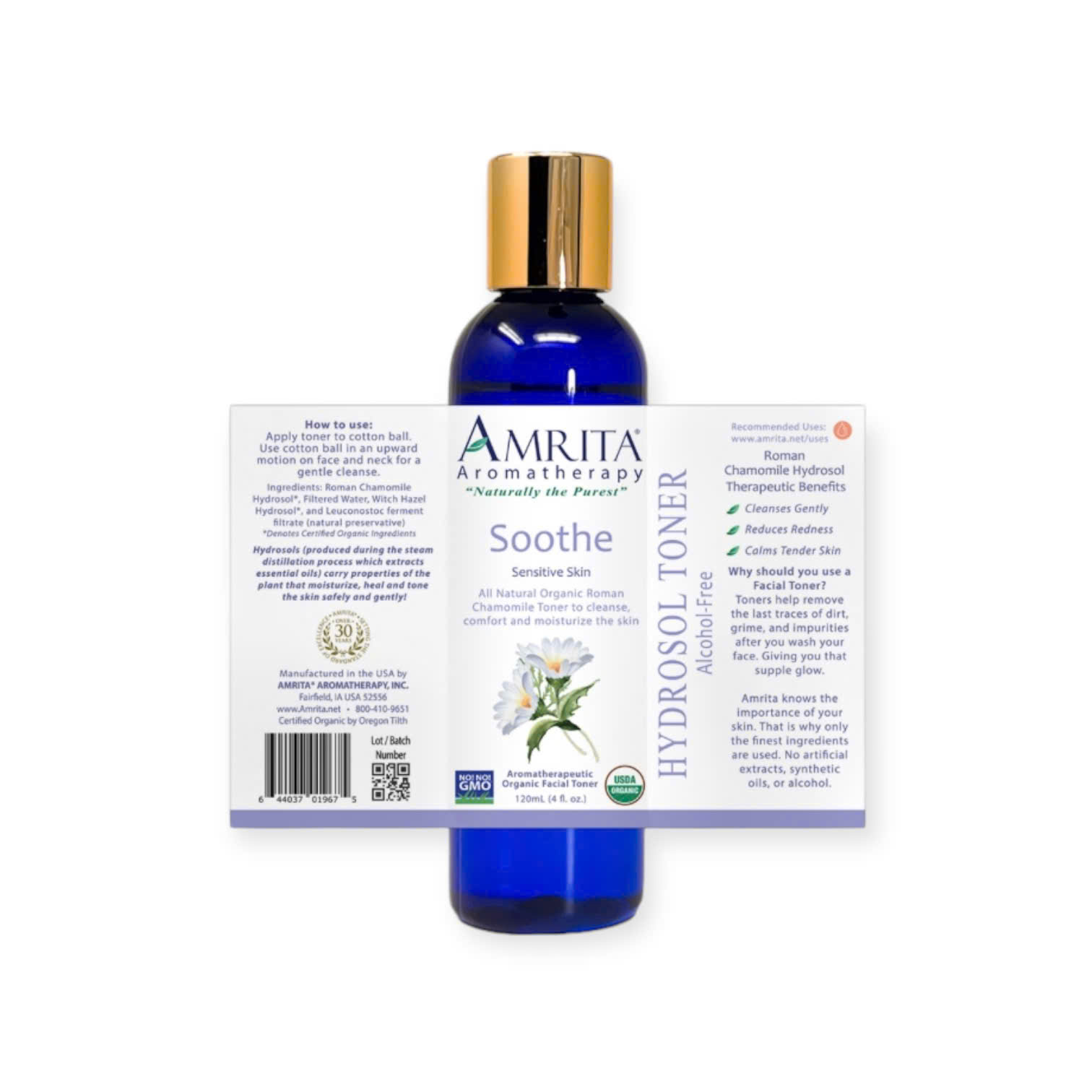 Toner hữu cơ Amrita 120ml (Soothe Organic Facial Toner) - Lọ