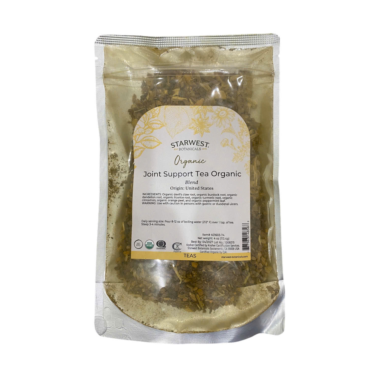 Trà hỗ trợ xương khớp hữu cơ Starwest Botanical 113g - Túi