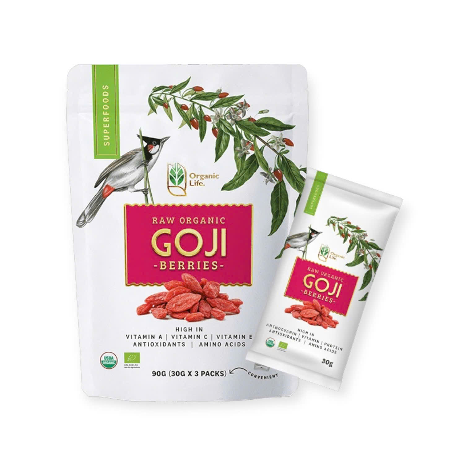 Kỷ tử hữu cơ Organic Life 90g (30g x 3 gói) - Túi